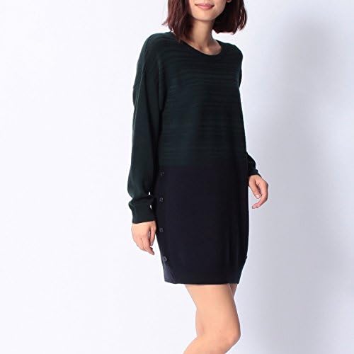 Amazon Co Jp オゾック Ozoc バイカラーニットワンピース 523ダークグリーン 38 M 服 ファッション小物