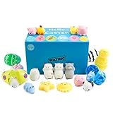 WATINC 24 Pcs Easter Eggs Filled with Mochi Squishy Colorful Cute Animal Squishy Kawaii Mini Soft Squeeze Toy Fidget Hand Toy for Kids Stress Relief Decoration Simulation Lovely Toy