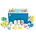 WATINC 24 Pcs Easter Eggs Filled with Mochi Squishy Colorful Cute Animal Squishy Kawaii Mini Soft Squeeze Toy Fidget Hand Toy for Kids Stress Relief Decoration Simulation Lovely Toy