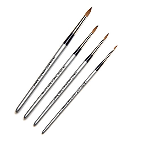 AIT Art Select Paint Brush Set - 4 Pure Russian Red Sable Round Paint Brushes - Handmade in Germany Set for Superior Results with Oil, Acrylic, and Watercolors