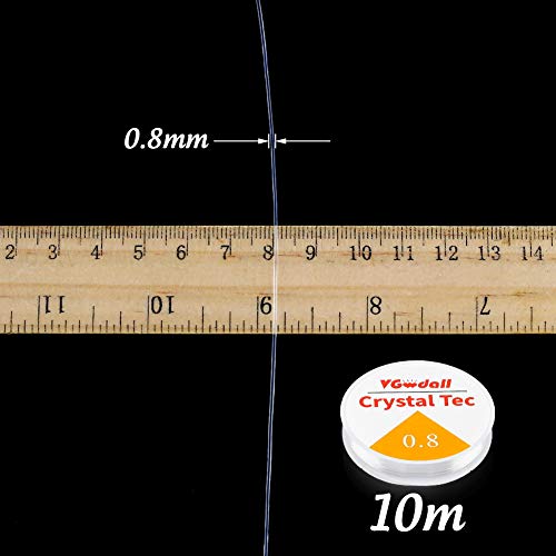 VGOODALL 10 Stück 0.8mm Elastisch Schmuckfaden, 100m Transparent Gummifaden Elastische Schnur für Perlenschmuck Armbänder Basteln