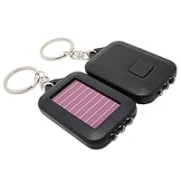 osierr6 2 Pack Solar Power 3 LED Light Keychain Torch Flashlight for Outdoor Emergency Light(Black)