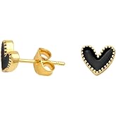 Heart Stud Earrings Cute Gold-tone Nickel Free Love Heart Colorful Enamel Studs Earring for Women Cartilage Piercing Post Hypoallergenic Fashion Jewelry Gifts 7mm*8mm