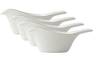 Sizikato 4pcs Bird-Shaped Pure White Porcelain Easy Pour Gravy Sauce Boat Creamer Pitcher. 5 Oz