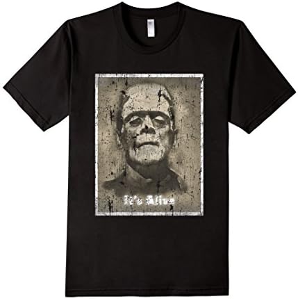 Men's Frankenstein Old Retro Horror Vintage Poster T-Shirt Movie Large Black