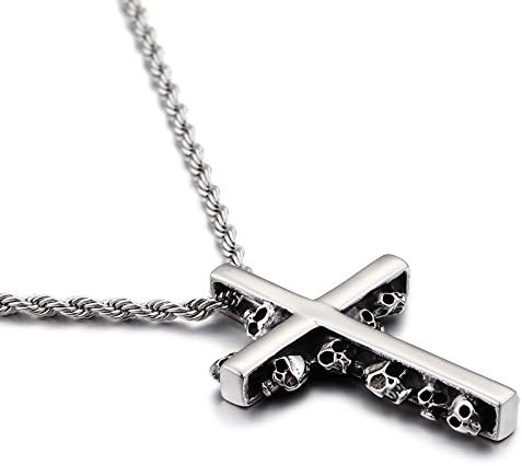 HanTian Stainless Steel Skull Cross Necklace for Men Vintage Punk (Skull Cross)