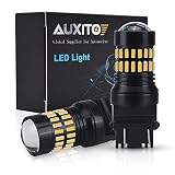 AUXITO Amber Yellow 3157 LED Bulbs 48-SMD 4014 LED Chipsets 3156 3057 4057 4157 LED Bulbs with Projector for Turn Signal Lights (Pack of 2)