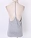 Womens Casual Crewneck Halter Sleeveless Tee Shirt Backless Tank Top Vest Shirt (Small, Gray)