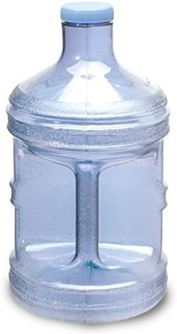 1 Gallon Polycarbonate PC Reusable Plastic Drinking Water Big Mouth Bottle Jug Container with Holder Drinking Canteen (Blue)
