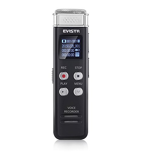 EVISTR Slim Digital Voice Recorder Black - 8GB / 560 Hours Capacity - Simple Operation Mini Hidden Recorder Metal Body Auto Saving File Every 5 Seconds , PCM Recording Device EVISTR Slim Digital Voice Recorder Black - 8GB / 560 Hours Capacity - Simple Operation Mini Hidden Recorder Metal Body Auto Saving File Every 5 Seconds , PCM Recording Device
