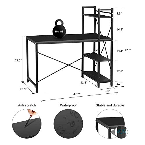 Dripex Tower Computer Desk with 4 Tier Shelves 47.6'' Multi Level