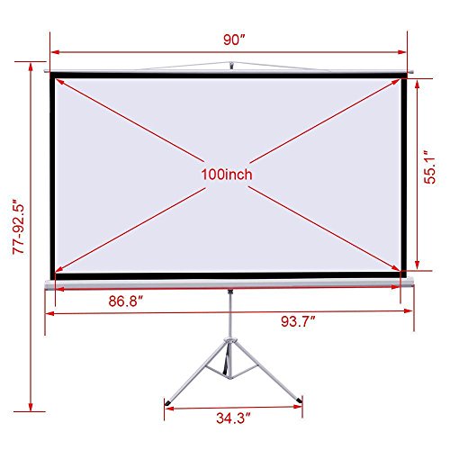 Gotobuy Portable 100" Projector 16:9 Projection Screen Tripod Pull-up w/ Stand 87 x 49" - Thumbnail 4