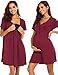 Ekouaer Maternity Nursing Gown,Labor and Delivery Pajama (Wine Red, Large)