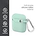 AirPods Case, GMYLE Silicone Protective Shockproof Wireless Charging Airpods Earbuds Case Cover Skin with Keychain Set Compatible for Apple AirPods 2 & 1 - Mint Green