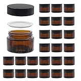 BPFY 24 Pack 1 oz Round Amber Glass Cosmetic Jars