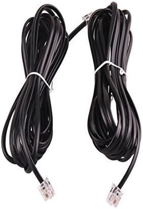 Black RJ11 6P4C Telephone Fax Machines Modems Straight Cable Wire Line 2M / 6.5ft Long 2pcs Ted Lele (Black, 2M)