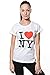 JUNIORS I LOVE NY CAP SLEEVE T-SHIRT WHITE (Large)