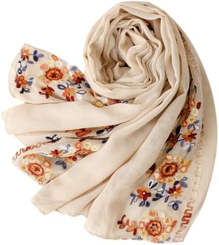Floerns Women's Floral Embroidery Scarves Scarf Shawl Sunscreen