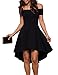 Sarin Mathews Womens Off The Shoulder Short Sleeve High Low Cocktail Skater Dress
