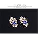 Everrich Luxurious Blue Crystal Bridal Cream Simulated Pearl Gold Plated Statement Necklace Earrings Jewelry Sets for Women Costume,4 Pairs