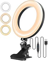 ELEGIANT Ringlicht 6.3" Ringleuchte 3 Lichtfarben+10 Helligkeiten 360°drehbar Tischringlicht mit Federclip festklemmbar...
