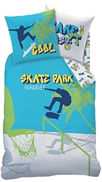 SKATEBOARD Jungen-Bettwäsche ·Teenagerbettwäsche · Kinderbettwäsche · TAKE IT EASY · cooler Skate Park, Basketball, Graffiti 