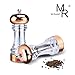 Mr. Rudolf Original Stainless Steel Salt and Pepper Grinder Set With Stand - Tall Salt and Pepper Shakers with Adjustable Coarseness - Salt Grinders and Pepper Mill Shaker Set