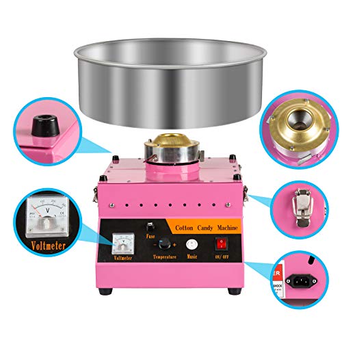 AJO Electric Commercial Quality Cotton Candy Machine and Candy Floss Maker (Pink)