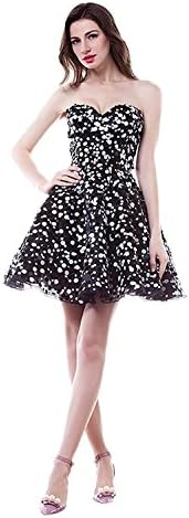 JOLLY BRIDE Women's Organza Sweetheart Sequined Short Homecoming Party Dress Black1 20W