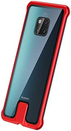 QfireQ Huawei mate20/mate20 pro Case Metal Push-Pull Case No Bumper Frame Breathable Heat Dissipation Crystal Clear 9H Tempered Glass Back Cover Case,Red,mate20pro