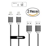 Netdot 2nd Generation Magnetic USB Charger Cable Adapter for iPhone 5, 5c, 5s, SE, 6, 6 Plus, 6s, 6s Plus, 7, 7 Plus ( 2 pack gray )