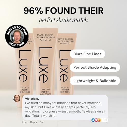 Luxe Color Changing Foundation for Women – Instantly Adapts to Your Skin Tone – Buildable Light-to-Medium Coverage – 12-Hour Wear – Natural Dewy Finish - Medium Dark