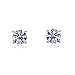 14K White Gold Round Cubic Zirconia Basket Setting Solitaire Stud Earrings (Other Sizes)