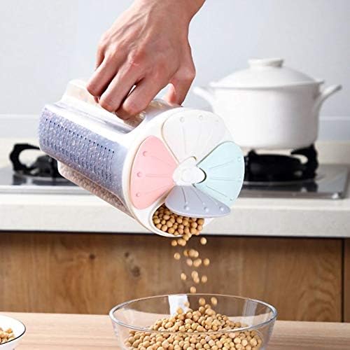 NK-STORE's 4 Grid Cereal Dispenser Multi-Grain Transparent Plastic Storage Box Airtight Kitchen Container for Dried Food with Leak Proof Lock Lid (Pack of) (1)