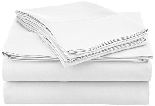 Pointehaven100% Cotton Sheets King Size, 500 Thread Count Sateen Weave Bed Sheet & Pillowcase Sets, Soft Cotton 4 Piece Bed Sheets Set, Fits Mattress 21 inches Deep Pocket - White