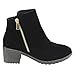 Beston DE02 Women's Stacked Heel Side Zipper Plain Daily Wear Ankle Booties