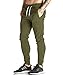 Ouber Men's Fitted Jogger Pants Gym Workout Running Sweatpants with Zipper Bottom (ArmyGreen,L)