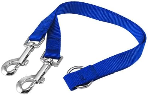 Double Leash For Dogs No Tangle - Dual Dog Leash Splitter Handles Two Dogs &amp; Leads to Walk with Multiple Pets - Heavy Duty Nylon with Metal Hardware for Small &amp; Medium Dogs (blue)