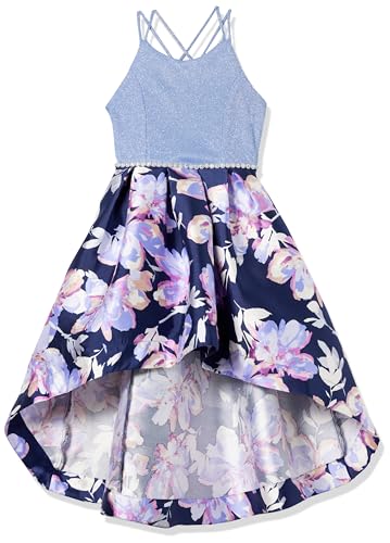 Speechless Girls' Sleeveless Maxi High Low Party Dress, Navy/Lavender, 16