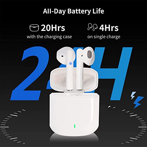 Wireless Earbuds Bluetooth 5.0 Headphones with 30H Cycle Playtime Built-in Mic IPX6 Waterproof Headsets with Charging Case for in-Ear Buds (white)