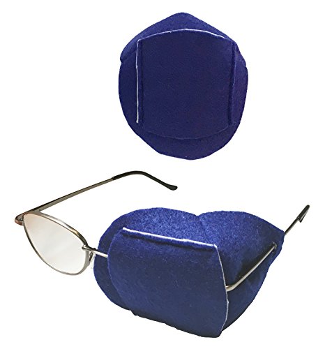 Soft, Felt Over-the-Lens Reusable, Handmade Eye Patch to Treat Amblyopia or Lazy Eye or Occlusion Therapy. Available in 10 different colors. (deep blue)