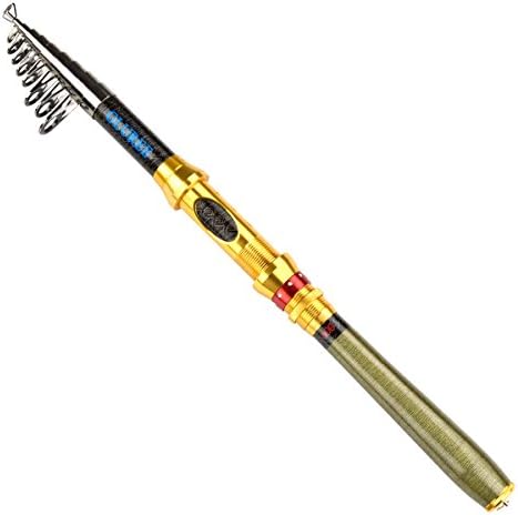 GLUREE Carbon Fiber Portable Spinning Telescopic Fishing Rod Power H Superhard Ocean Rocket Travel Spinning Fishing Pole for Boat Sea Saltwater Freshwater Metal Handle