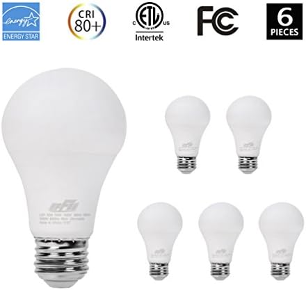 EFFOE A19 Light LED Bulbs 10W (60W Equivalent), 800 Lumens, 3000K (Soft White), E26 Base, Energy Saving Household Light Lamp, 6 Pack, Non-Dimmable