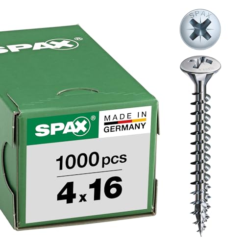 SPAX Universal Screw, 4.0 x 16 mm, 1000 pieces, Phillips Z2, raised countersunk head, fully threaded, 4CUT, WIROX A3J, 0241010400165