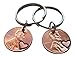 Double Keychain Set 2015 Penny Keychains With Heart Around Year; 9 Year Anniversary, Engraved Couples Keychain