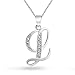 ABC Cubic Zirconia Pave CZ Cursive Script Letter Alphabet Initial L Pendant Necklace For Women Sterling Silver