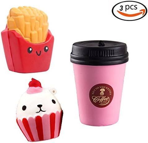 Squishies Slow Rising Coffee Cup Cola Cake Scented Charms Squishy Hand Wrist Rising Reduce Stress Relax Toys, 3 of Pack.