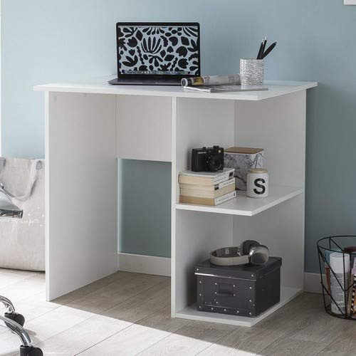 Wohnling Computertisch WL5.757 Weià Schreibtisch 82 x 60 x 76 cm, Kleiner Laptop PC Tisch Büro ohne Rollen, Bürotisch mit Ablage, Arbeitstisch Klein Nähtisch Kurz Modern – Bild 3