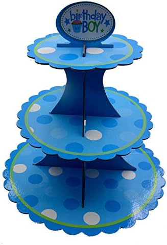 3-Tier Cute Round Dot boy Muffin Cupcake Holder Cupcake Stand (Dot boy)