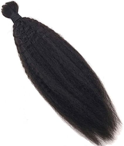 FDshine Mongolian Hair Bulk Kinky Straight Real Virgin Human Braiding Hair Coarse Italian Yaki Natural Color 16"